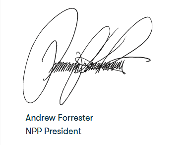 NPP president signature